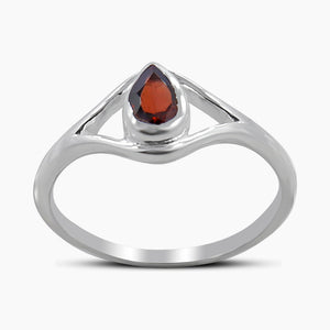 Natural Garnet Silver Rings