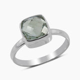 Green Amethyst Silver Rings