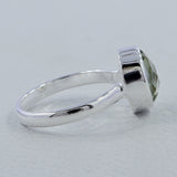 Green Amethyst Checkerboard Cut Silver Ring