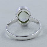 Green Amethyst Checkerboard Cut Silver Ring