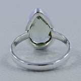 Green Amethyst Checkerboard Cut Silver Ring