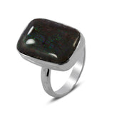 Ammolite Jewelry Electric Red, Green Silver Ring