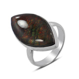 Ammolite Jewelry Electric Red, Green Silver Ring