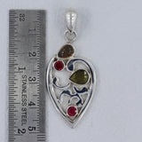 Multi Color Tourmaline 925 Sterling Silver Pendant