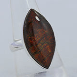 Ammolite Jewelry Electric Red, Green Silver Ring