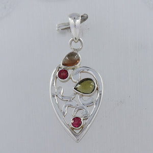 925 Silver Multi Tourmaline Pendant