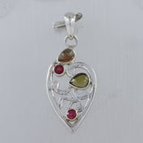 925 Silver Multi Tourmaline Pendant