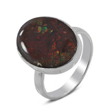 Ammolite Jewelry Electric Red, Green Silver Ring