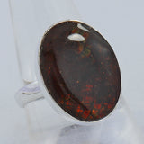 Ammolite Jewelry Electric Red, Green Silver Ring