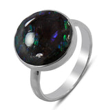 Ammolite Jewelry Electric Red, Green Silver Ring