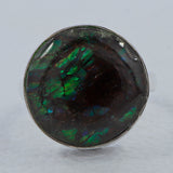 Ammolite Jewelry Electric Red, Green Silver Ring