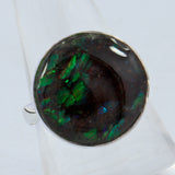 Ammolite Jewelry Electric Red, Green Silver Ring