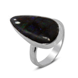 Ammolite Jewelry Electric Red, Green Silver Ring