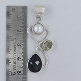 Cultured Pearl With Black Onyx 925 Sterling Silver Pendant