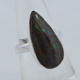 Ammolite Jewelry Electric Red, Green Silver Ring