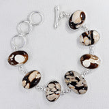 Silver Peanut Wood Jasper Bracelet