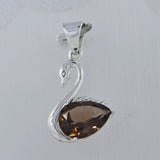 Citrine Swan Duck Silver Pendant