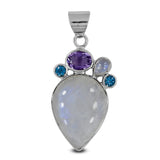 925 Sterling Silver Rainbow Moonstone Pendant