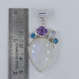 925 Sterling Silver Rainbow Moonstone Pendant