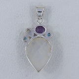 925 Sterling Silver Rainbow Moonstone Pendant