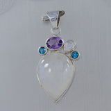 925 Sterling Silver Rainbow Moonstone Pendant