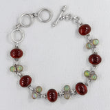 Ethiopian Opal with Hessonite Silver Bracelet