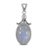 Blue Rainbow Moonstone Silver Pendant