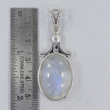 Blue Rainbow Moonstone Silver Pendant