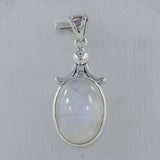 Blue Rainbow Moonstone Silver Pendant