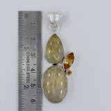 Golden Rutilated Quartz Gemstone Silver Pendant