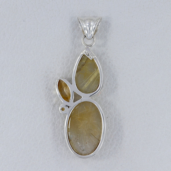 Golden Rutilated Quartz Silver Pendants