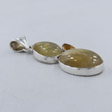 Golden Rutilated Quartz Gemstone Silver Pendant