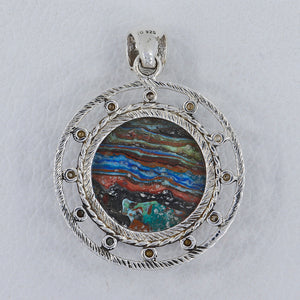 Rainbow Calsilica Silver Pendants