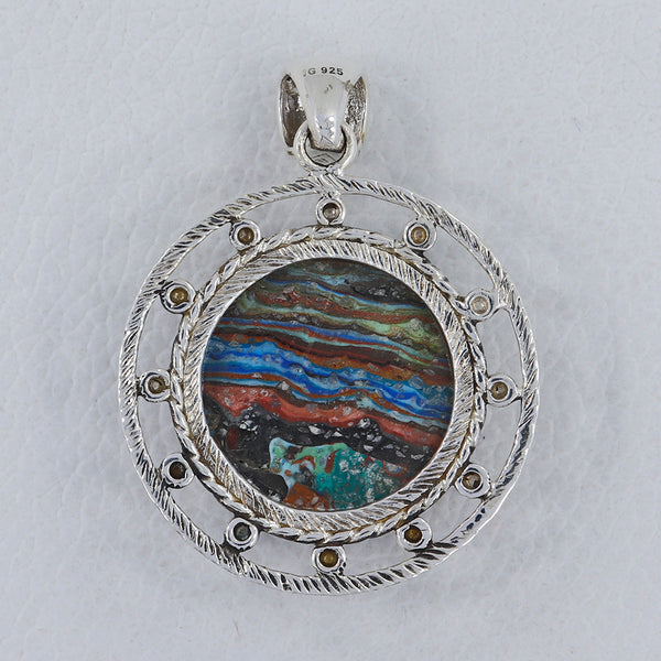 Rainbow Calsilica Silver Pendants