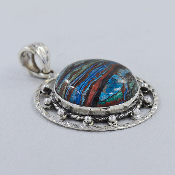 Rainbow Calsilica Silver Pendants