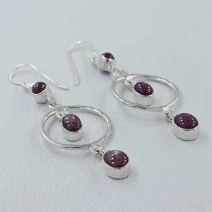 Star Ruby Silver Earrings