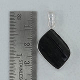 Raw Uncut Black Tourmaline Silver Pendant