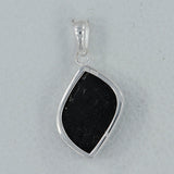 Raw Uncut Black Tourmaline Silver Pendant