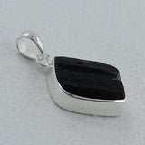 Raw Uncut Black Tourmaline Silver Pendant