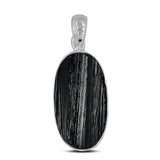 Raw Uncut Black Tourmaline Silver Pendant