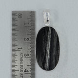 Raw Uncut Black Tourmaline Silver Pendant