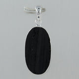 Raw Uncut Black Tourmaline Silver Pendant