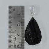 Raw Uncut Black Tourmaline Silver Pendant