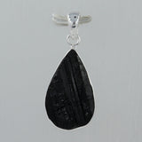 Raw Uncut Black Tourmaline Silver Pendant