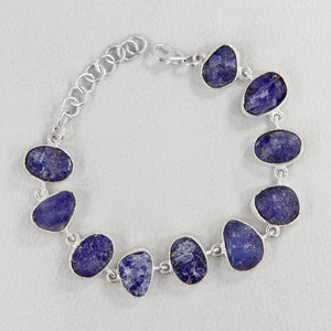 Raw Tanzanite Silver Bracelet