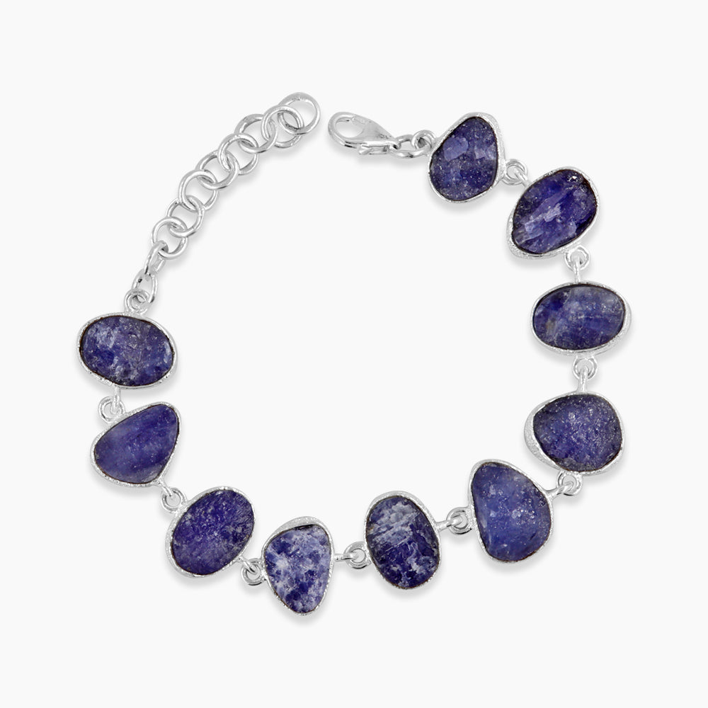 Raw Tanzanite Silver Bracelets