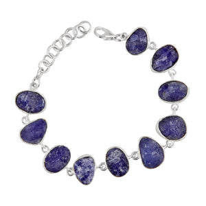 Raw Tanzanite Silver Bracelet