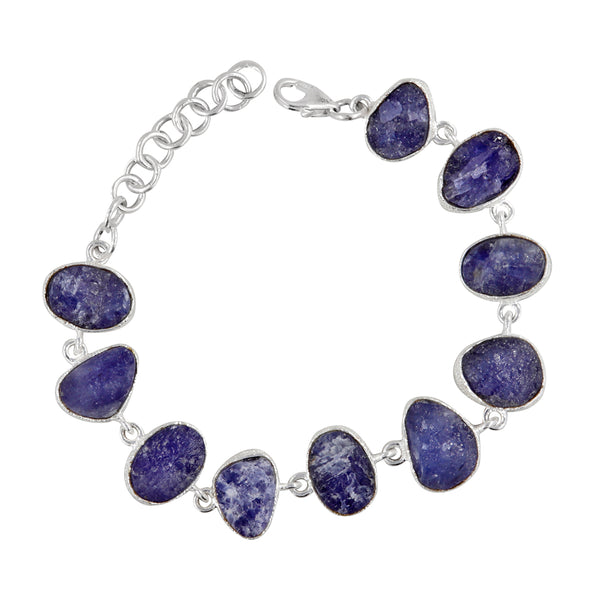 Raw Tanzanite Silver Bracelet
