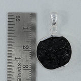 Raw Uncut Black Tourmaline Silver Pendant