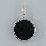 Raw Uncut Black Tourmaline Silver Pendant